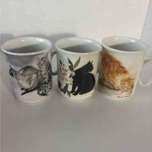 Vintage Royal Mail Cats Collection Mug by Elizabeth Blackadder 1995 X 3